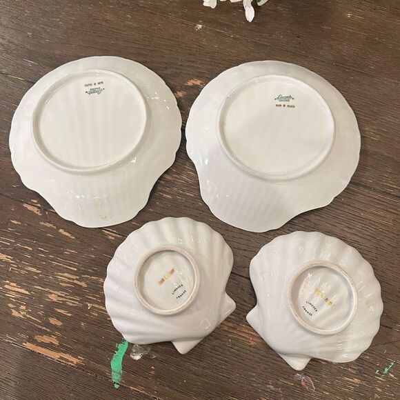 Limoges France Vintage Porcelain Lily Of The Valley Shell Dishes Big & Small 4pc - Picture 5 of 9
